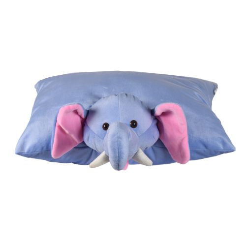 Ultra Elephant Folding Plush Stuffed Soft Kids Pillow Cushion 18X13 Inch Blue