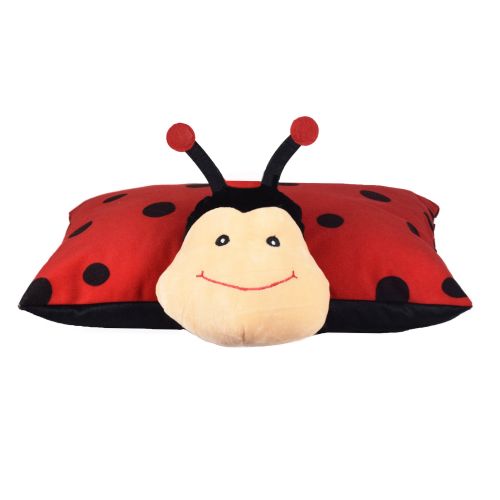 Ultra Bashful Lady Bug Folding Plush Stuffed Soft Kids Pillow Cushion 18X13 Inch Red