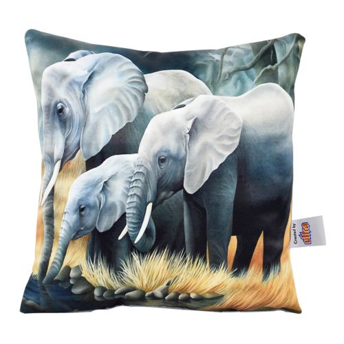 Ultra Gigantic Elephant Digital Print Cushion Pillow 12X12 Inch Grey