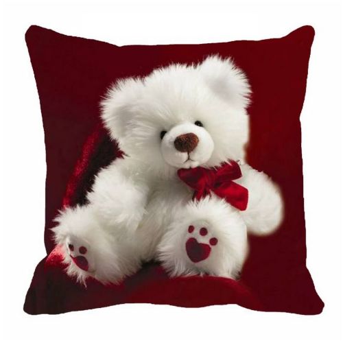 Ultra Angel Teddy Digital Print Cushion Pillow 12X12 Inch Red