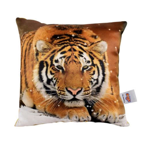 Ultra Royal Tiger Digital Print Cushion Pillow 12X12 Inch Yellow