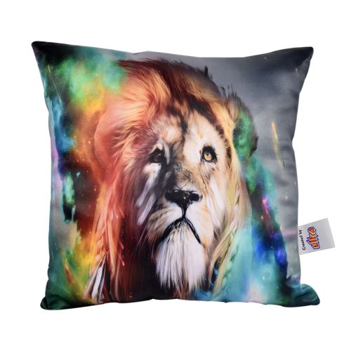 Ultra Majestic Lion Digital Print Cushion Pillow 12X12 Inch Multicolor