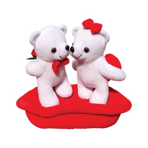 Buy Ultra Kissing Valentine Couple Teddy Bear Holding Red Heart Rose ...