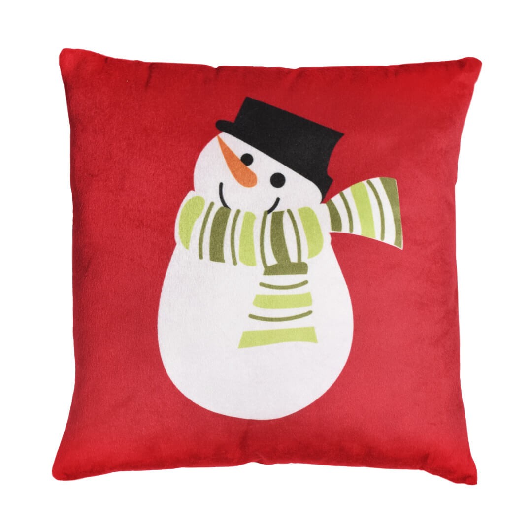 Buy Ultra Christmas Snowman Printed Throw Pillow Cushion 13x13 Inch Red