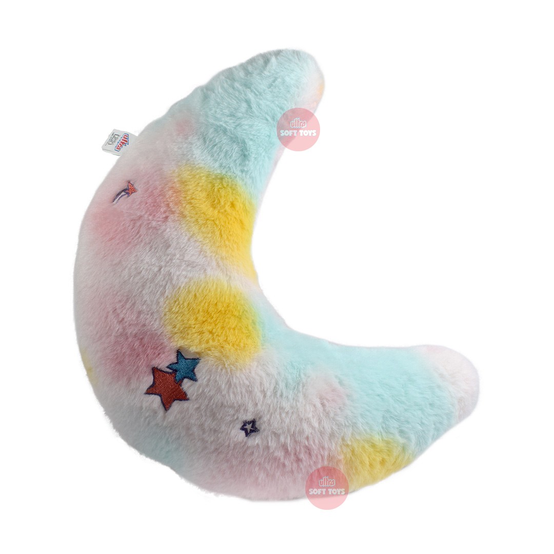 Ultra Crescent Moon Shaped Kids Plush Pillow Cushion 12 Inch Multicolor