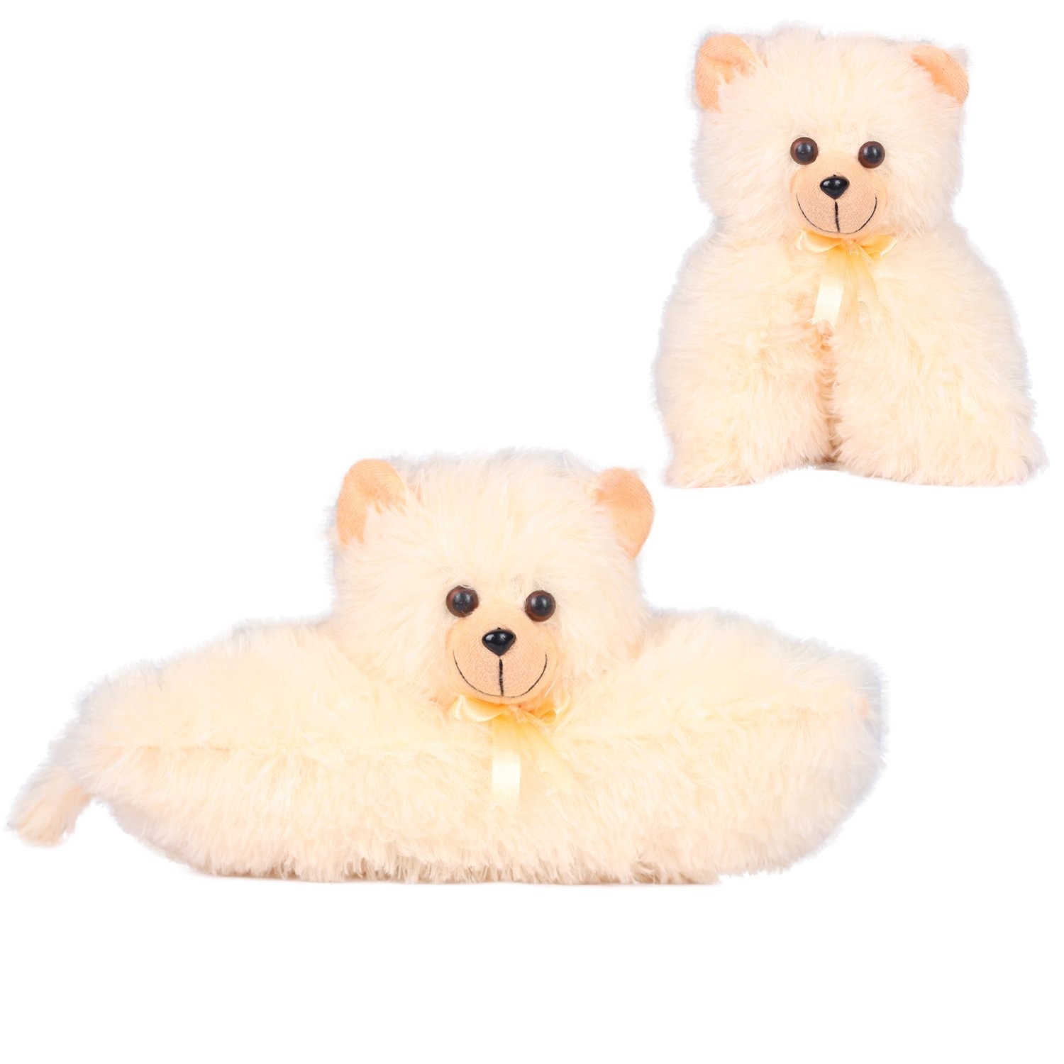 Ultra Bear Folding Plush Stuffed Soft Kids Pillow Cushion 15 Inch Cream