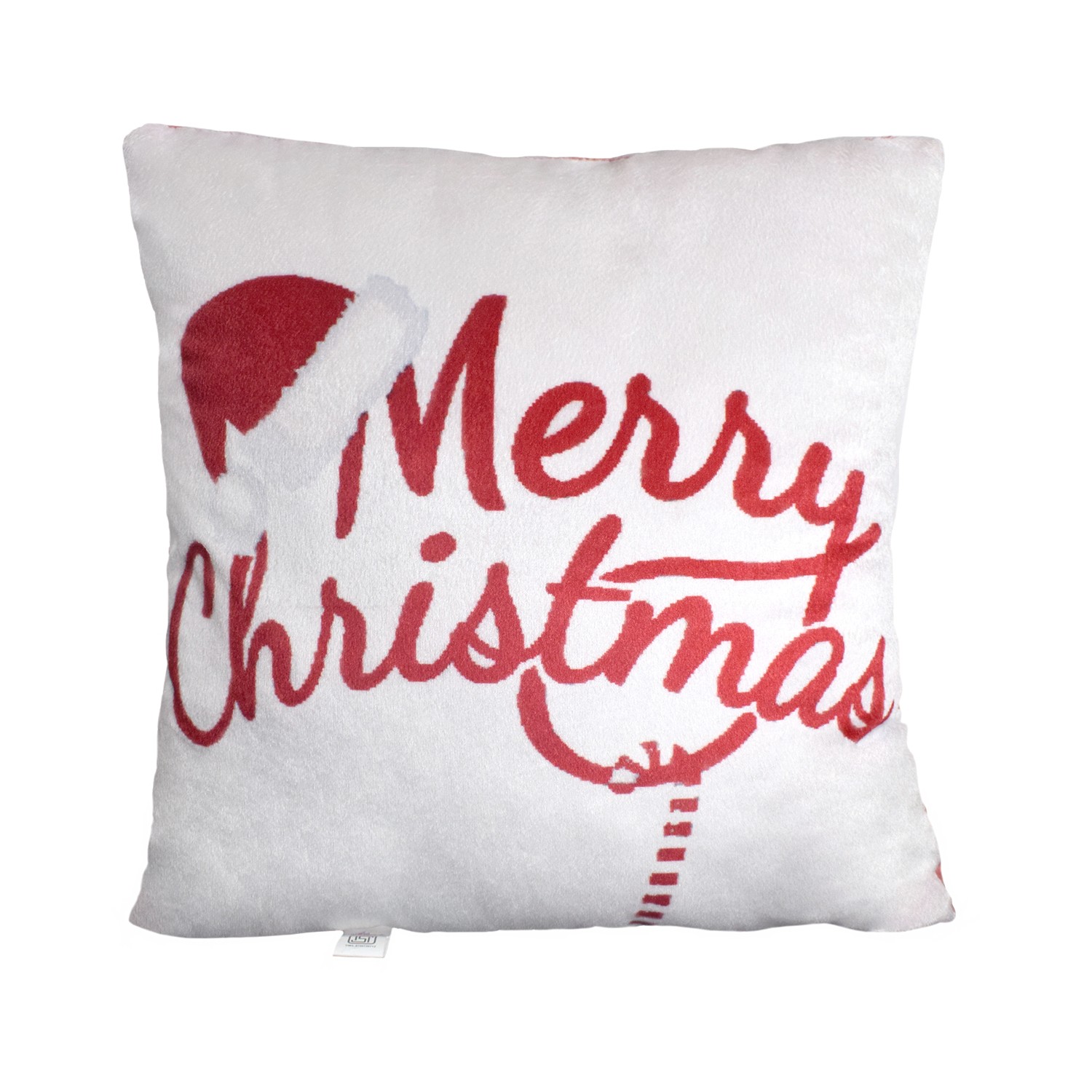 Ultra White Merry Christmas Printed Throw Pillow Cushion 14x14 Inch