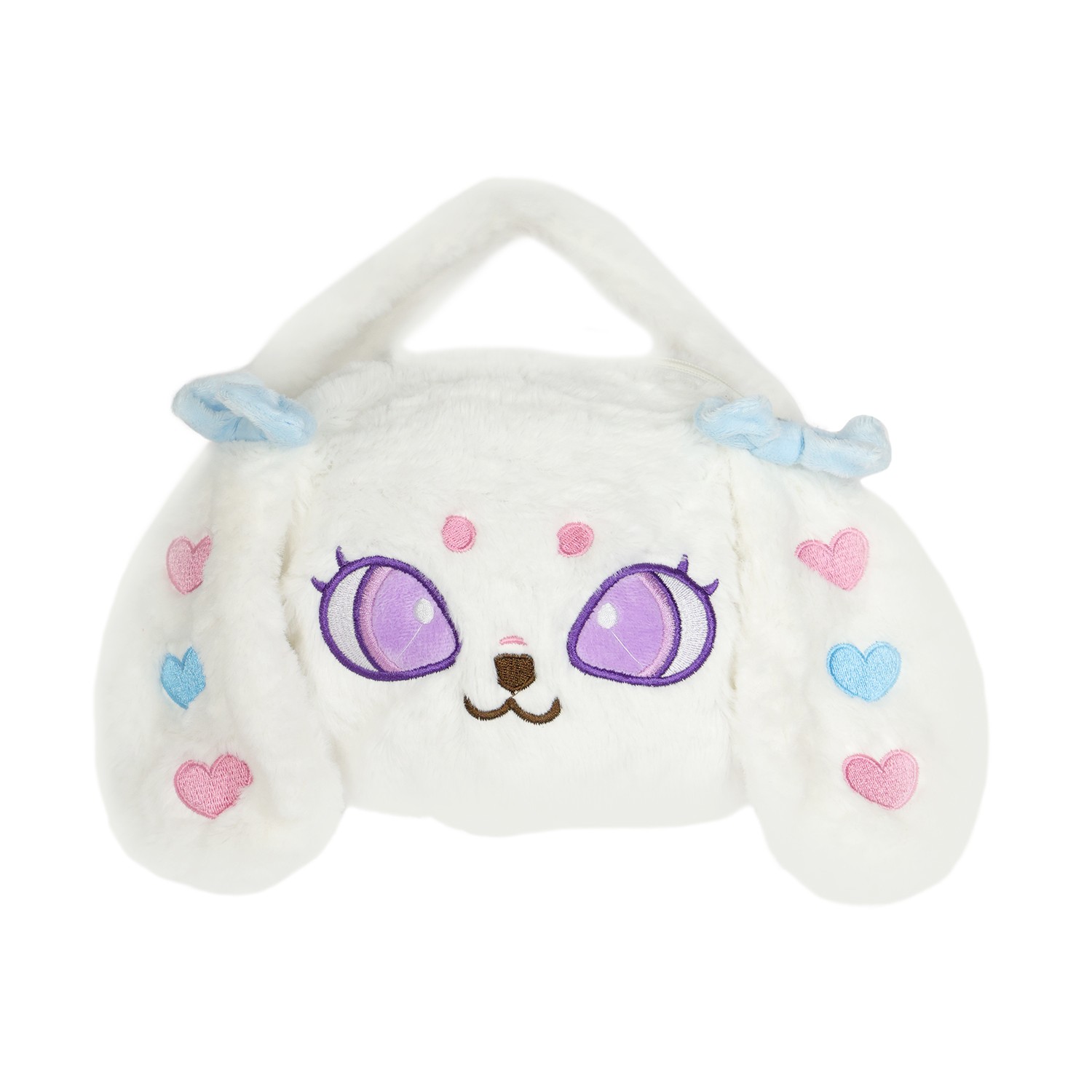 Ultra Rabbit Face Soft Fur Plush Kids Sling Bag 7 Inch White